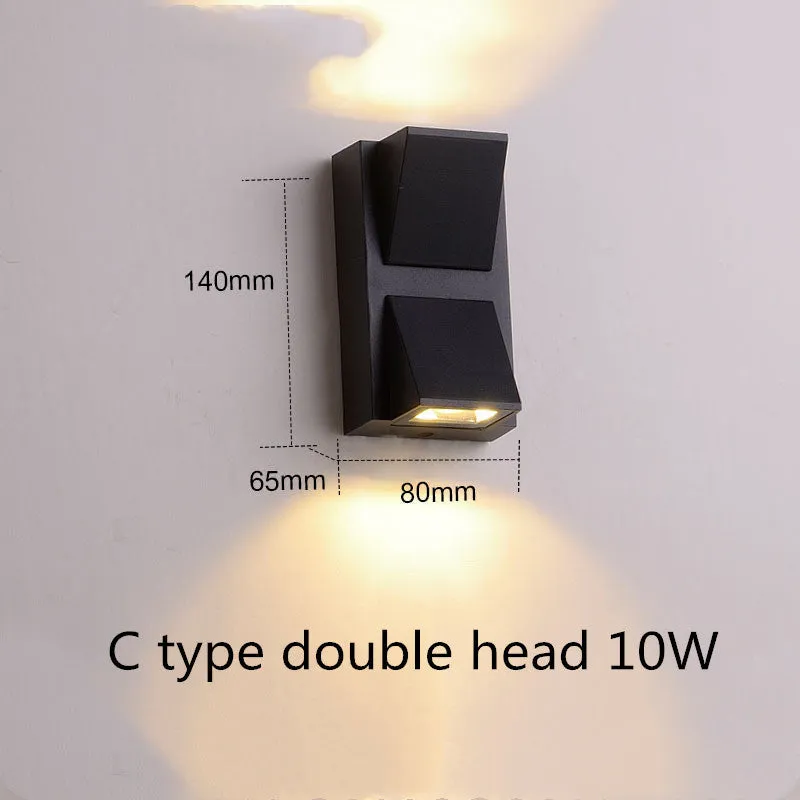 Villa outdoor LED waterproof wall lamp square 5W single head warm white