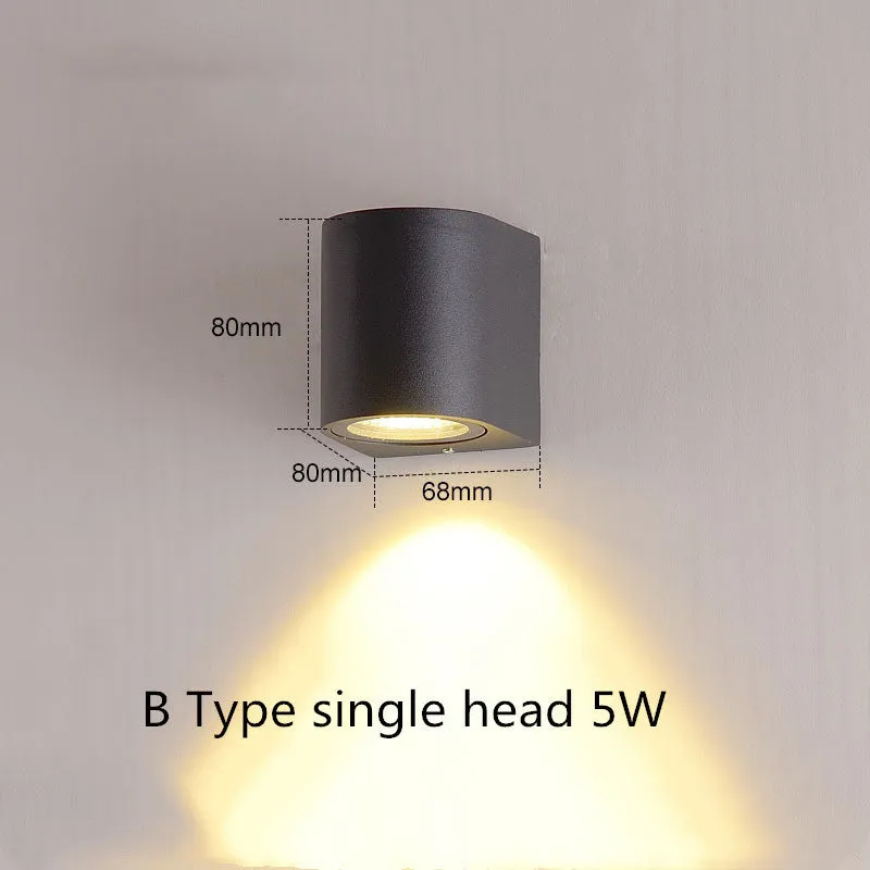 Villa outdoor LED waterproof wall lamp square 5W single head warm white