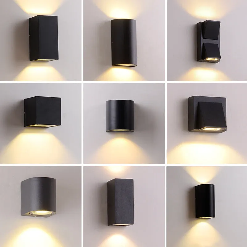 Villa outdoor LED waterproof wall lamp square 5W single head warm white