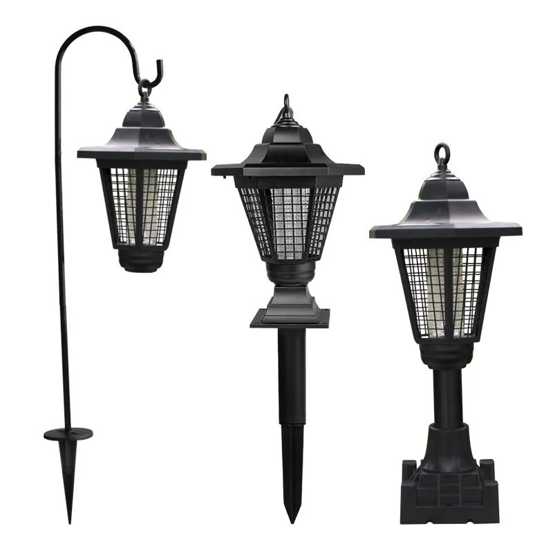 Garden solar mosquito killer lamp with LED light, IP55 waterproof, and manual switch in plugin style