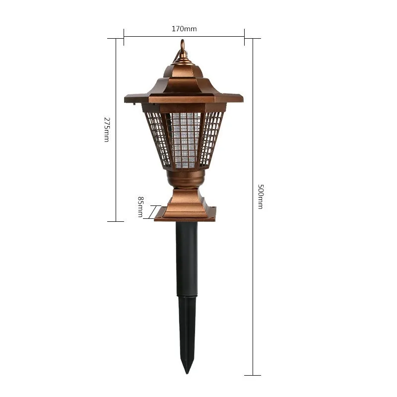 Garden solar mosquito killer lamp with LED light, IP55 waterproof, and manual switch in plugin style