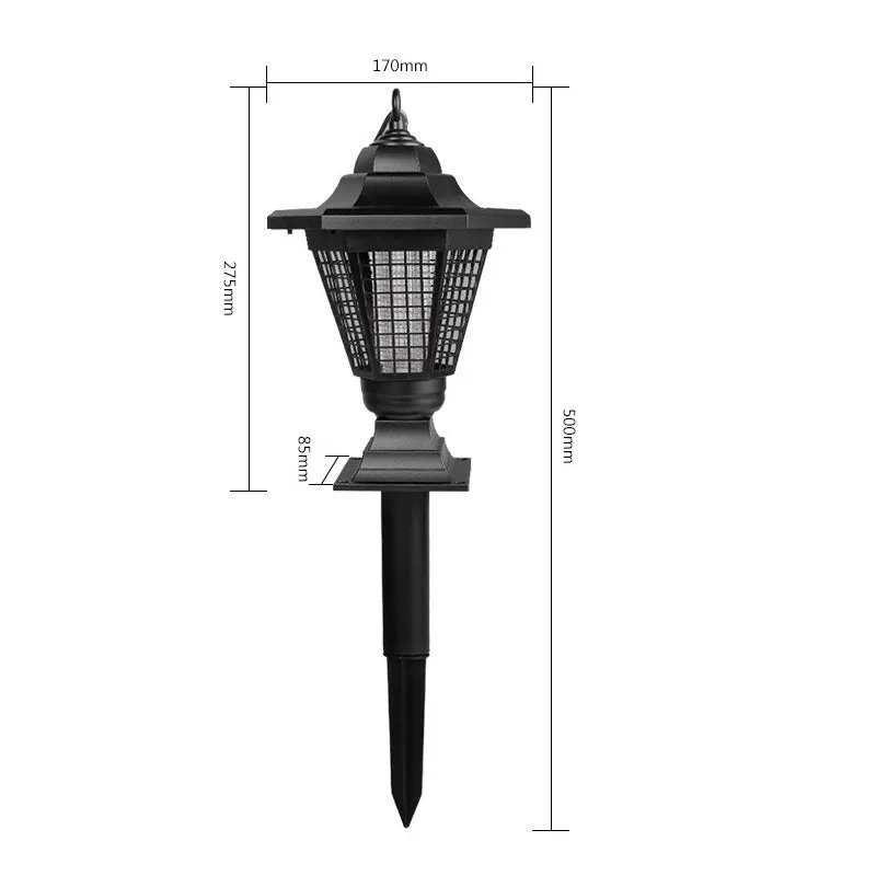 Garden solar mosquito killer lamp with LED light, IP55 waterproof, and manual switch in plugin style