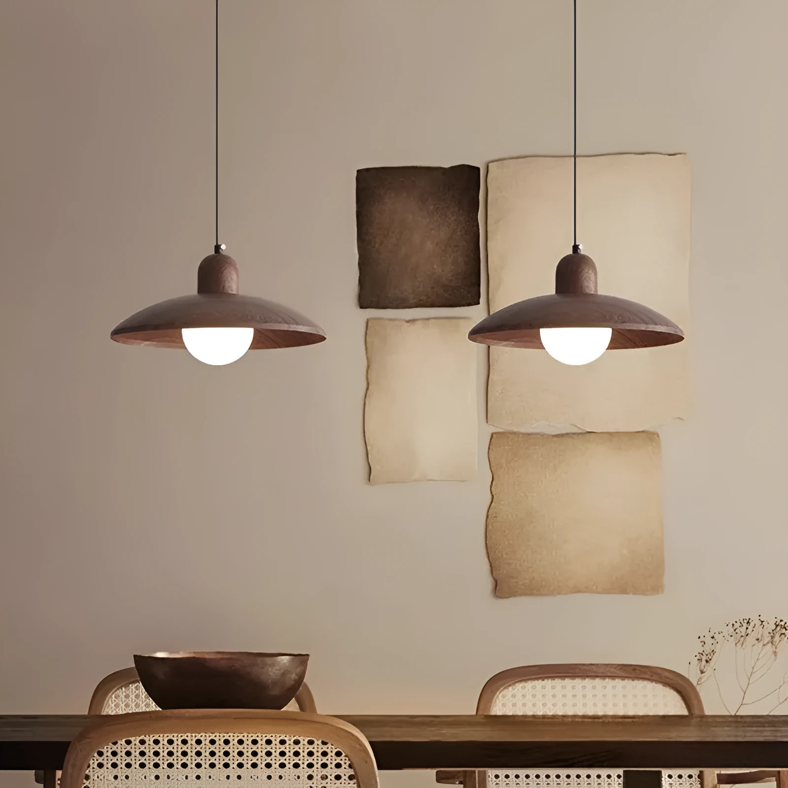 Japanese retro wood colour chandelier 30cm for restaurant bar bedroom
