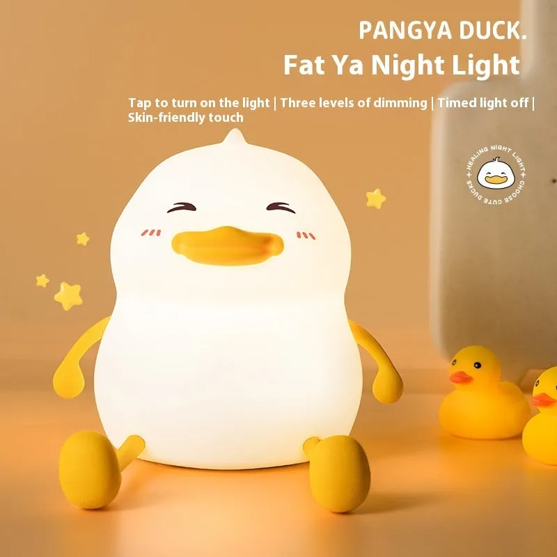 Chubby silicone pat night lamp with USB charging port and adjustable LED lighting