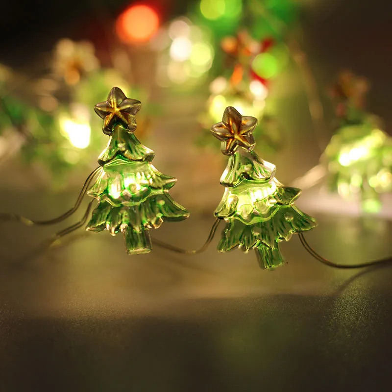 LED copper wire Christmas decoration lamp with 20 warm white lights in gift bell tree maple leaf elk crutch shapes on 2m string