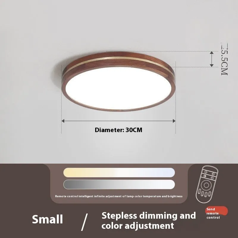 New Chinese ceiling lamp 30cm LED tri-colour dimming wooden modern minimalist for living room bedroom