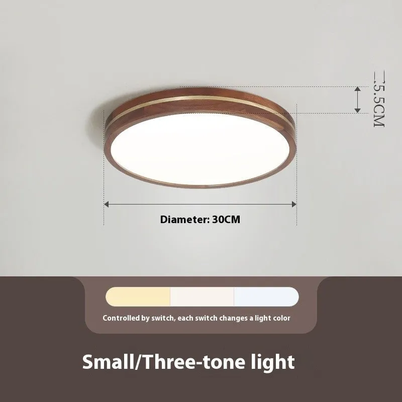 New Chinese ceiling lamp 30cm LED tri-colour dimming wooden modern minimalist for living room bedroom