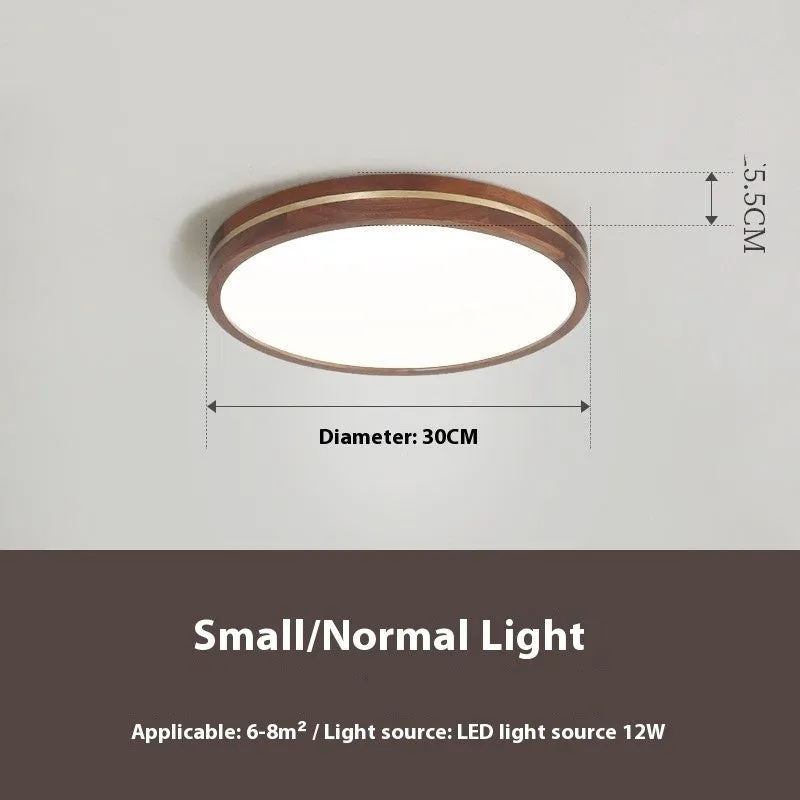 New Chinese ceiling lamp 30cm LED tri-colour dimming wooden modern minimalist for living room bedroom