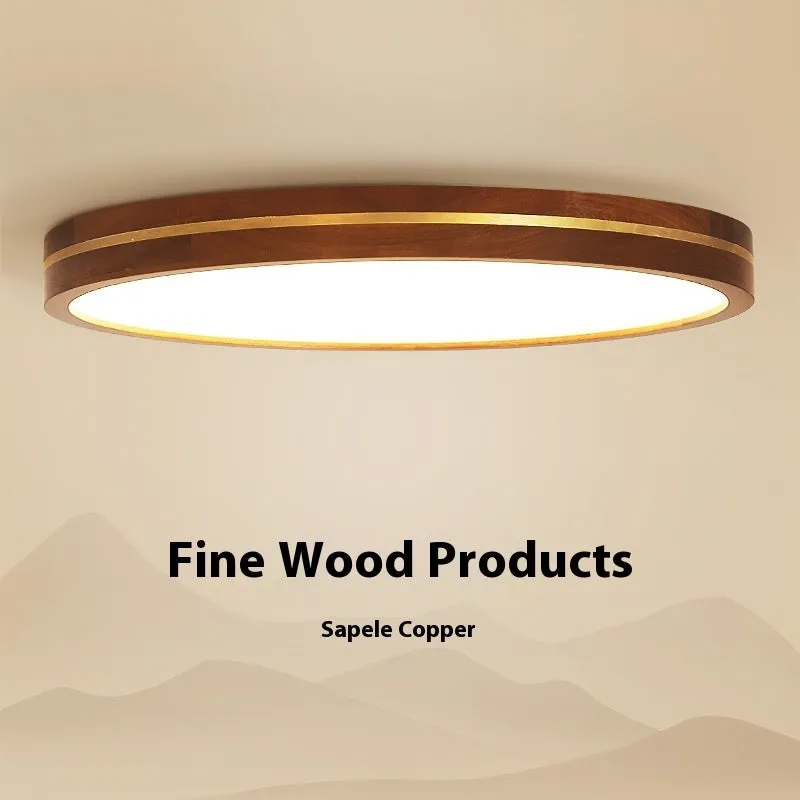 New Chinese ceiling lamp 30cm LED tri-colour dimming wooden modern minimalist for living room bedroom