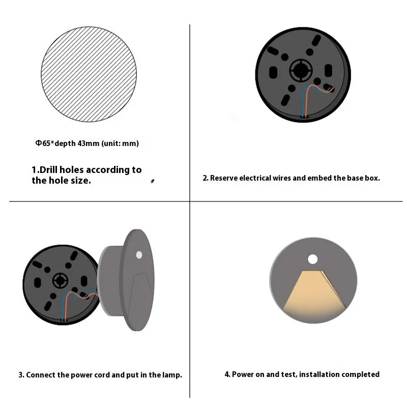3W aluminium IP65 step light 82mm diameter warm white motion sensor outdoor stair night light