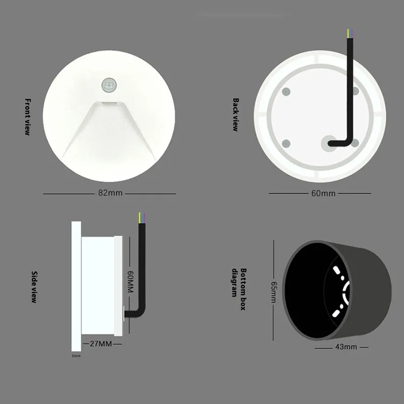 3W aluminium IP65 step light 82mm diameter warm white motion sensor outdoor stair night light