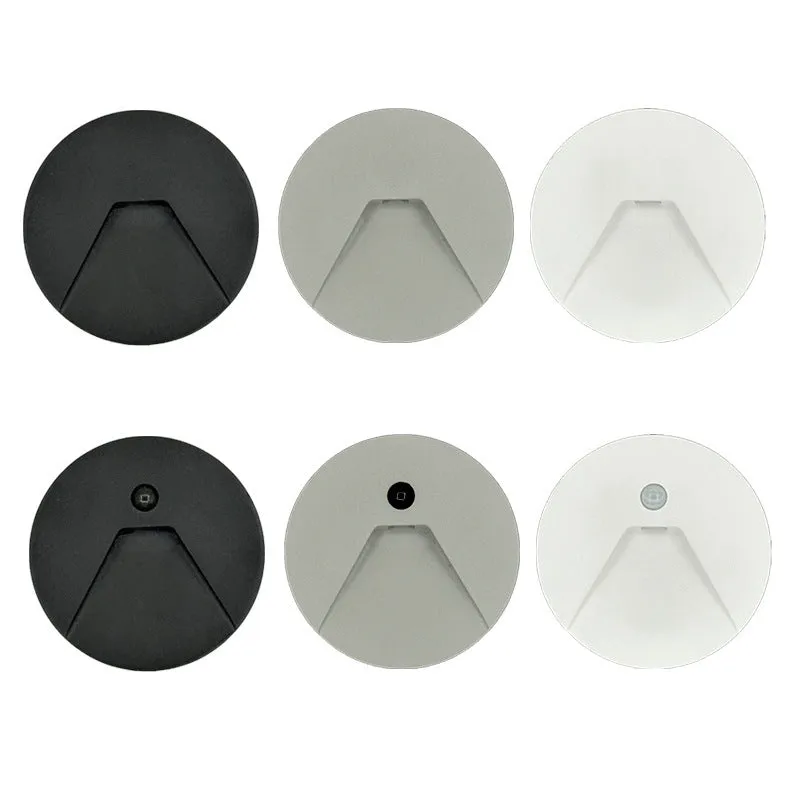3W aluminium IP65 step light 82mm diameter warm white motion sensor outdoor stair night light