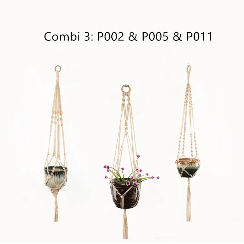A rustic-style woven cotton rope plant trellis panel supporting green leaves.