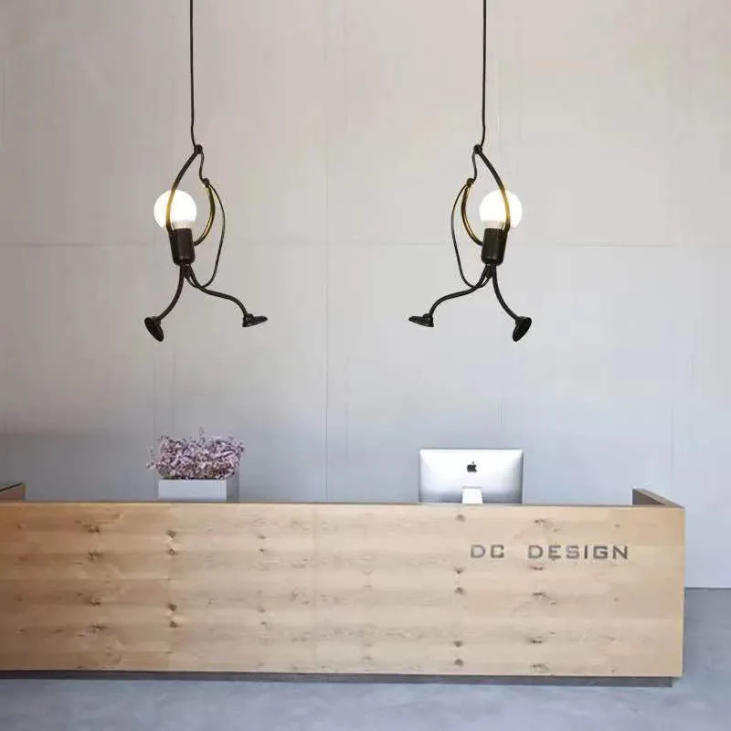 Simple villain LED chandelier with iron body and adjustable 1-metre height on a white background