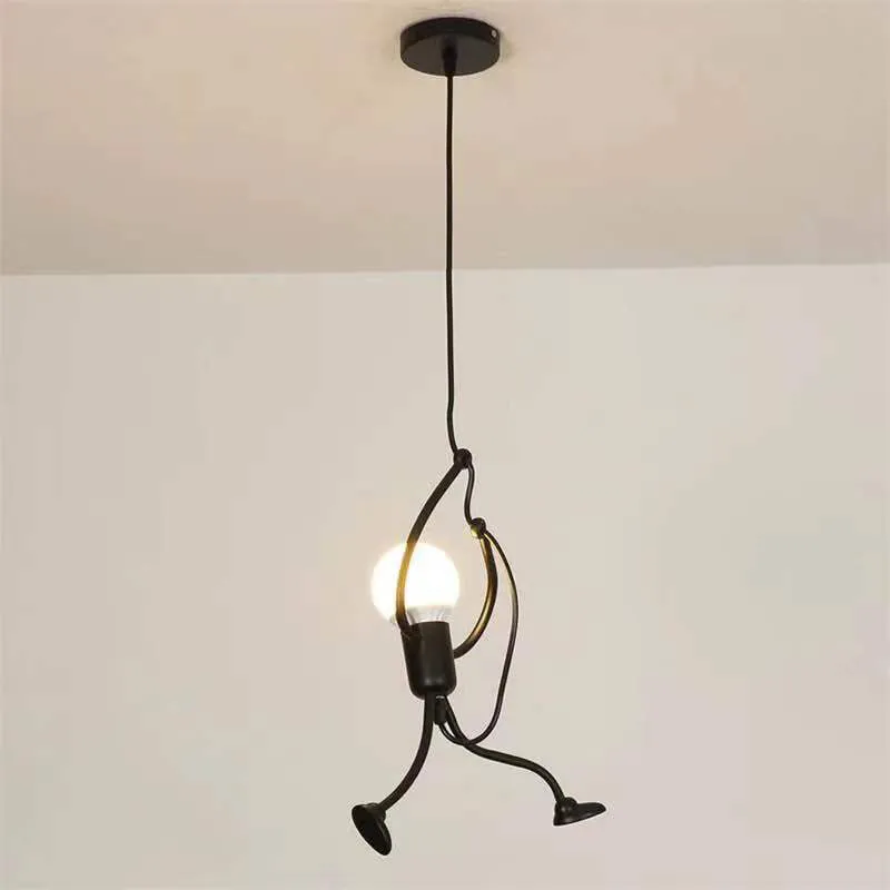 Simple villain LED chandelier with iron body and adjustable 1-metre height on a white background
