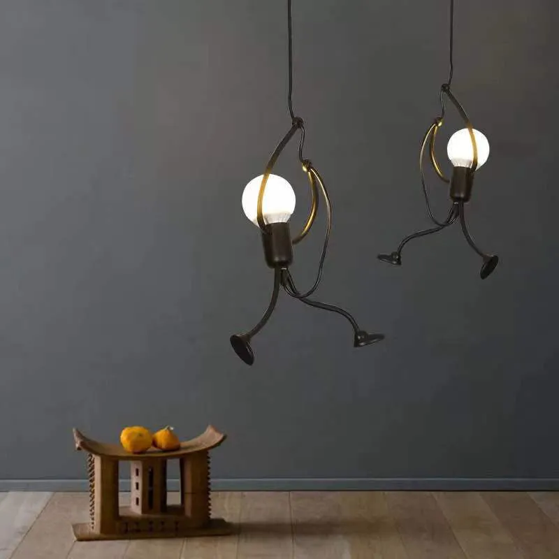 Simple villain LED chandelier with iron body and adjustable 1-metre height on a white background