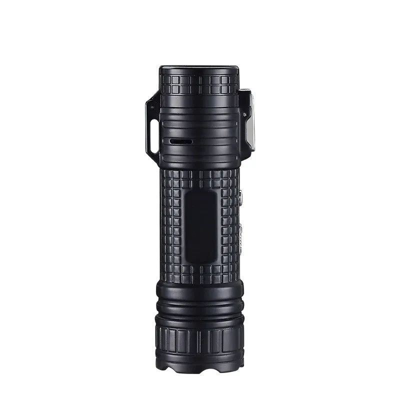 TH727 multi-function metal flashlight lighter showing camouflage colour option with both lighting functions