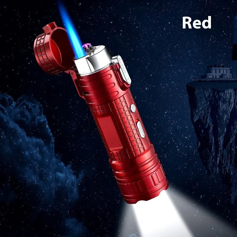 TH727 multi-function metal flashlight lighter showing camouflage colour option with both lighting functions