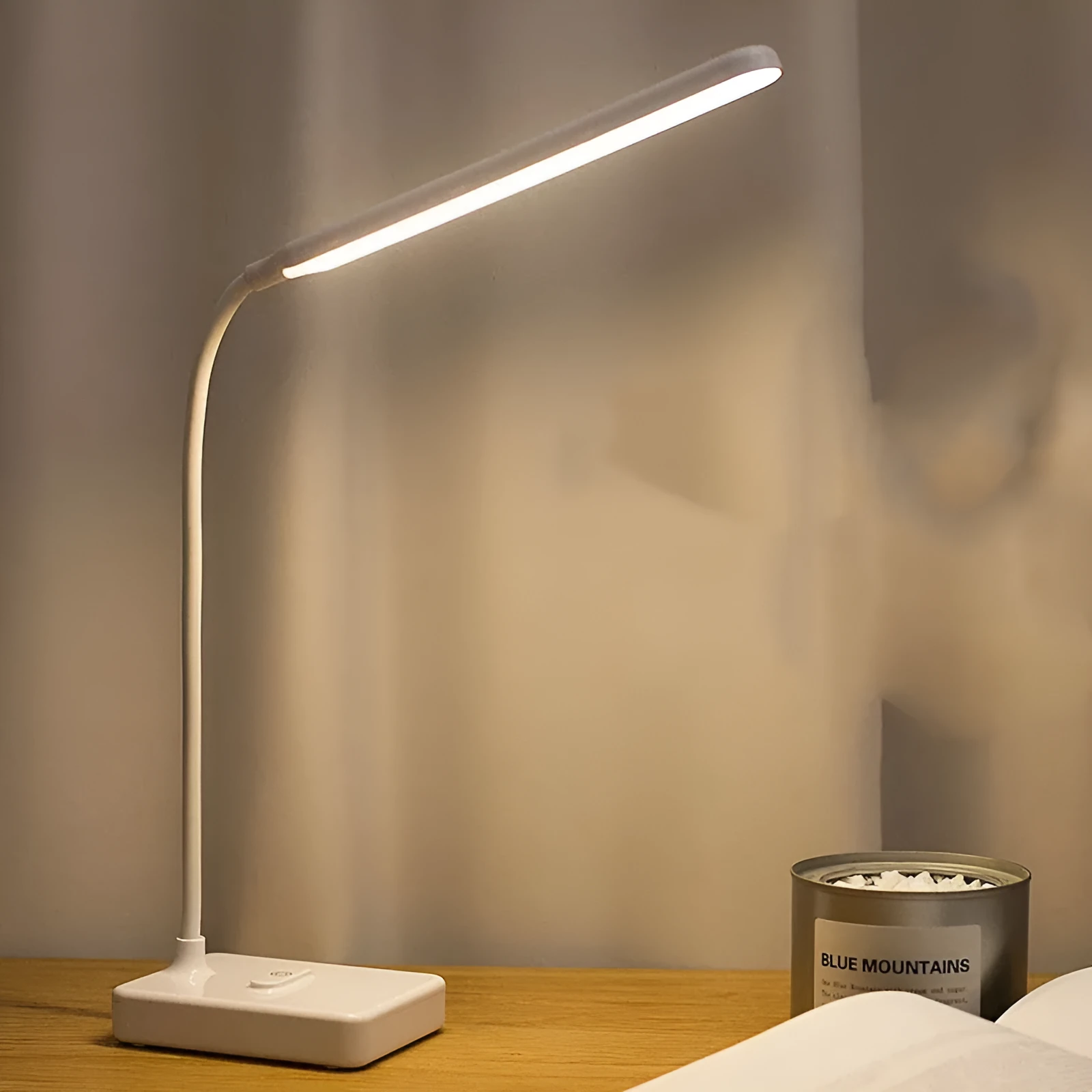 LED eye lamp with touch switch modern simple design plastic lampshade white colour