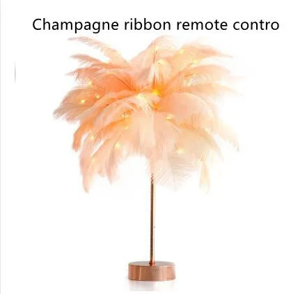 Feather lamp with remote control, USB and battery power, soft night light for bedside or desk