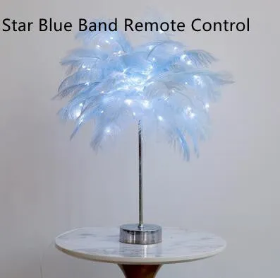 Feather lamp with remote control, USB and battery power, soft night light for bedside or desk