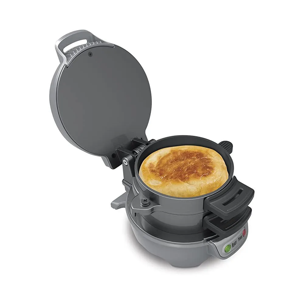 Household breakfast machine sandwich maker with egg cooker ring, 750W, bright red, UK plug