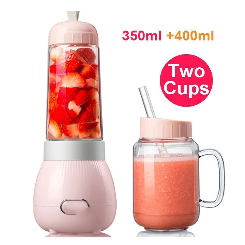 Portable household electric juicer in green with 350ml capacity 230W motor