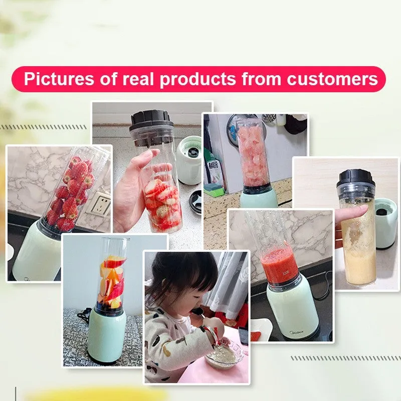Portable household electric juicer in green with 350ml capacity 230W motor
