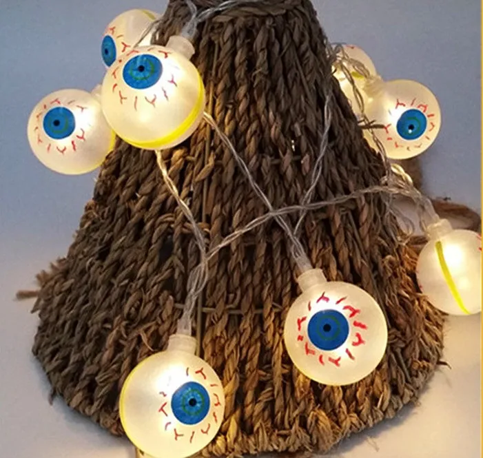 Halloween LED string lights with 10 themed pendants including bats, pumpkins, and ghosts on a 1.2 metre wire