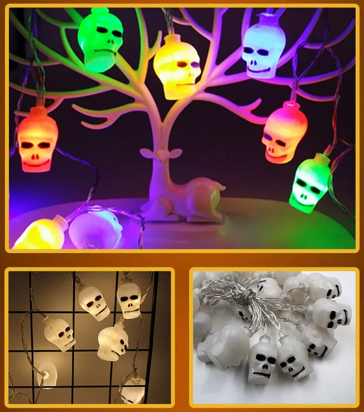Halloween LED string lights with 10 themed pendants including bats, pumpkins, and ghosts on a 1.2 metre wire