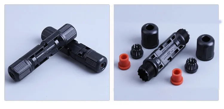 10 pairs black male female M wire DC adapter connectors with 90mm cable length and waterproof injection-moulded body