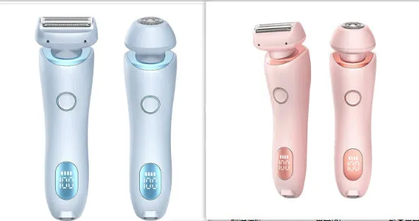 2 in 1 women's electric shaver with two cutting heads, USB rechargeable, IPX7 waterproof, in pink