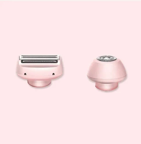 2 in 1 women's electric shaver with two cutting heads, USB rechargeable, IPX7 waterproof, in pink