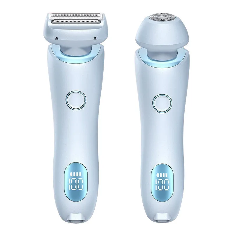 2 in 1 women's electric shaver with two cutting heads, USB rechargeable, IPX7 waterproof, in pink