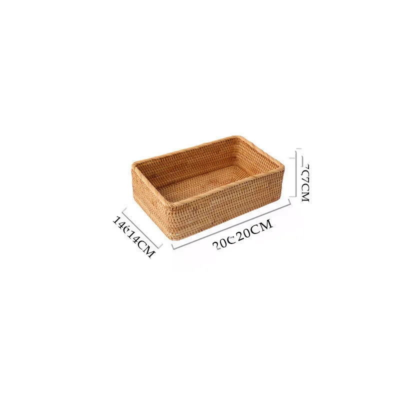 Rattan storage basket made from natural autumn vine for organising cosmetics and jewellery, with stackable design