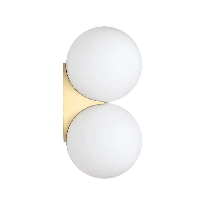 Double-headed Nordic glass ball wall lamp with gold iron finish for bedroom bedside lighting