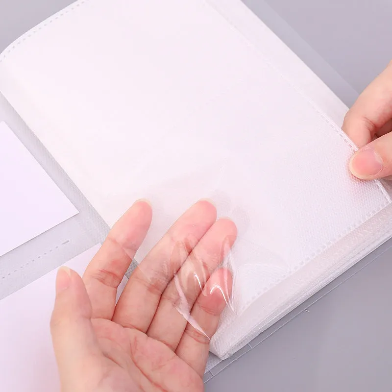 White frosted plastic business card booklet holder with multiple pockets