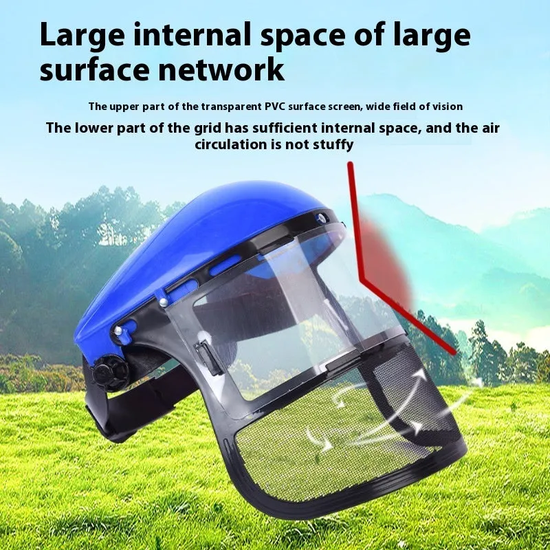 Transparent PVC anti-splash anti-impact face mask with head strap, 1.8mm thick, size 20