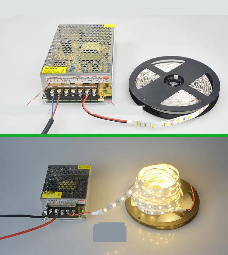 Close-up of a flexible white LED light strip (soft light belt) showing dense SMD LEDs, suitable for counter illumination.