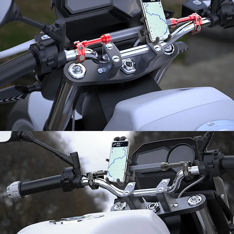Red and black T6 aluminium alloy carbon fiber motorcycle balance bar handlebar with CNC anodic oxidation finish
