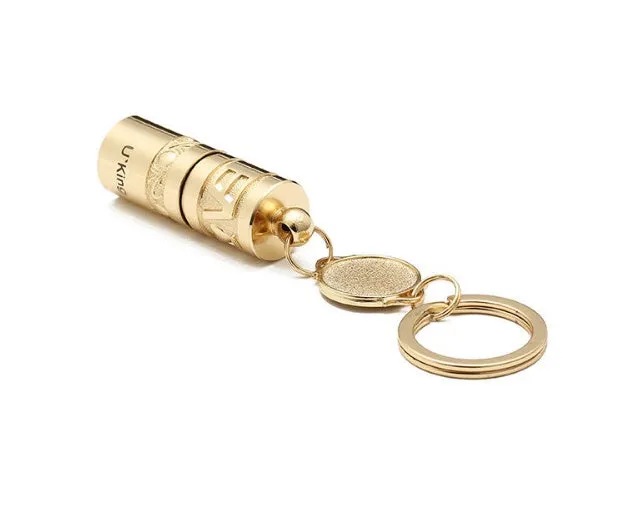 Gold zinc alloy waterproof LED keychain torch for outdoor emergency use