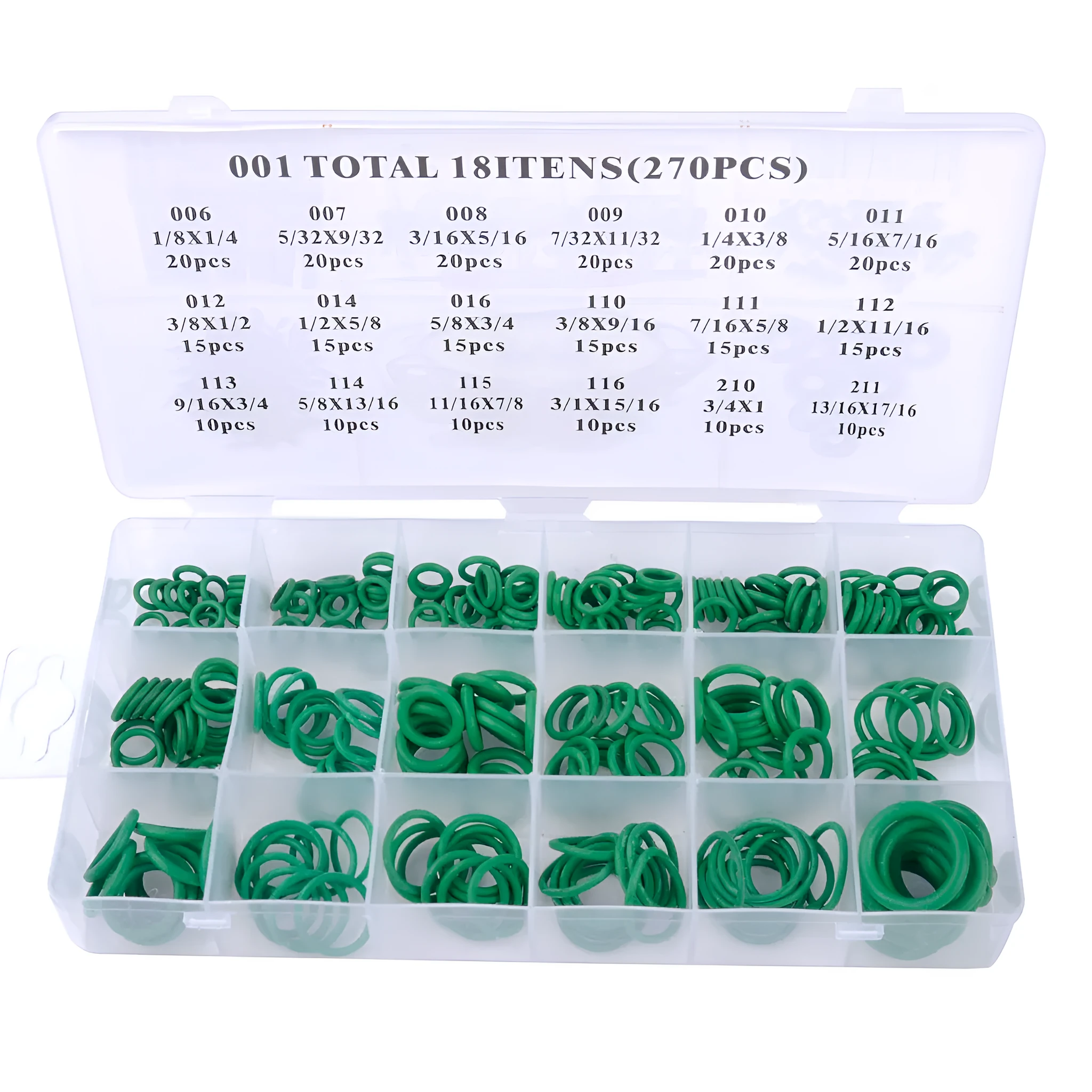 Green rubber O-ring for 270PC air conditioner, 23cm by 10cm by 3mm, on a white background