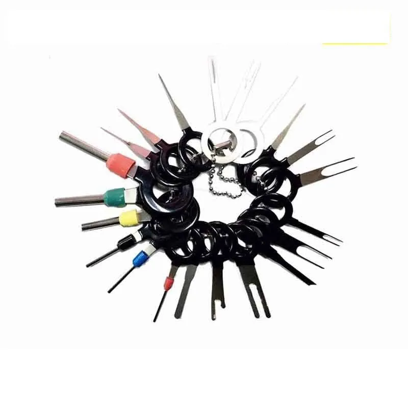 Set of hardened steel wire needle retractors for automotive connector extraction in multi-colour options