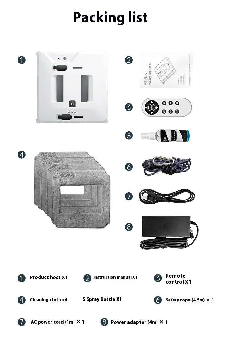 White intelligent small window cleaner robot on smooth indoor glass surface with plastic body