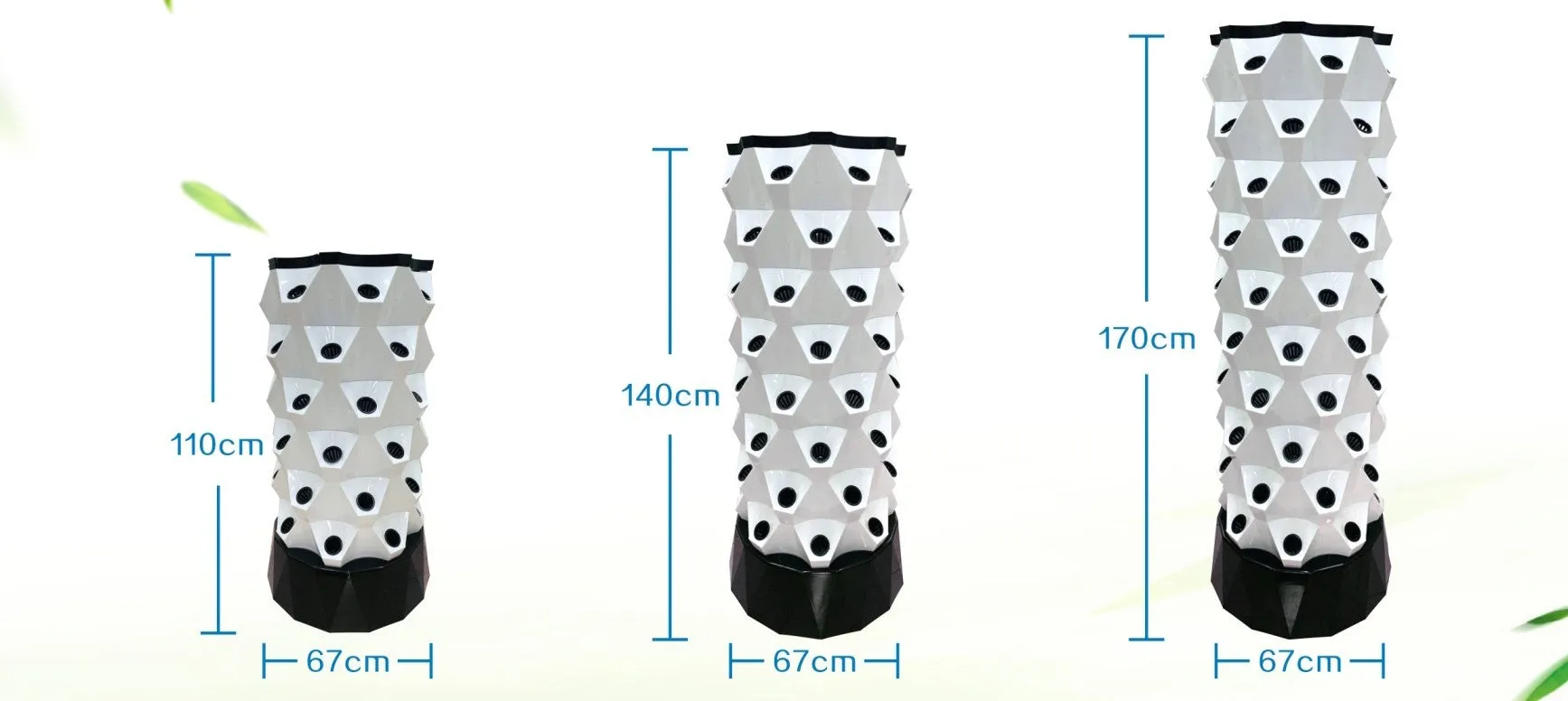 Pineapple tower soilless vegetable cultivation plastic hydroponic vertical garden with green white yellow colour options