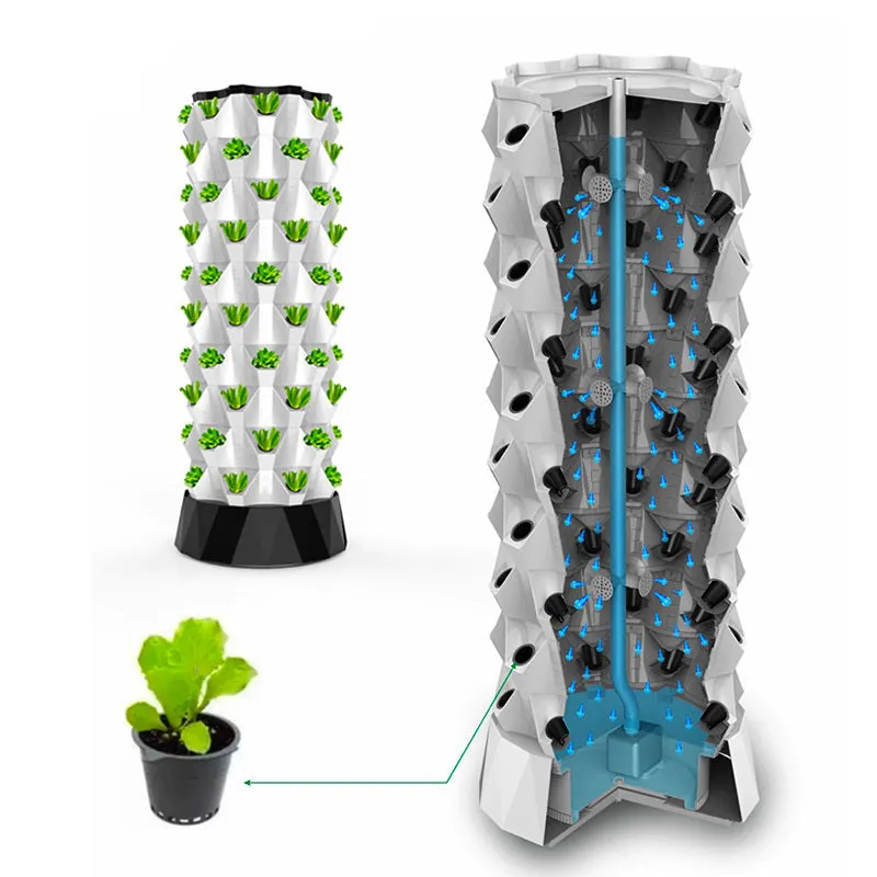 Pineapple tower soilless vegetable cultivation plastic hydroponic vertical garden with green white yellow colour options