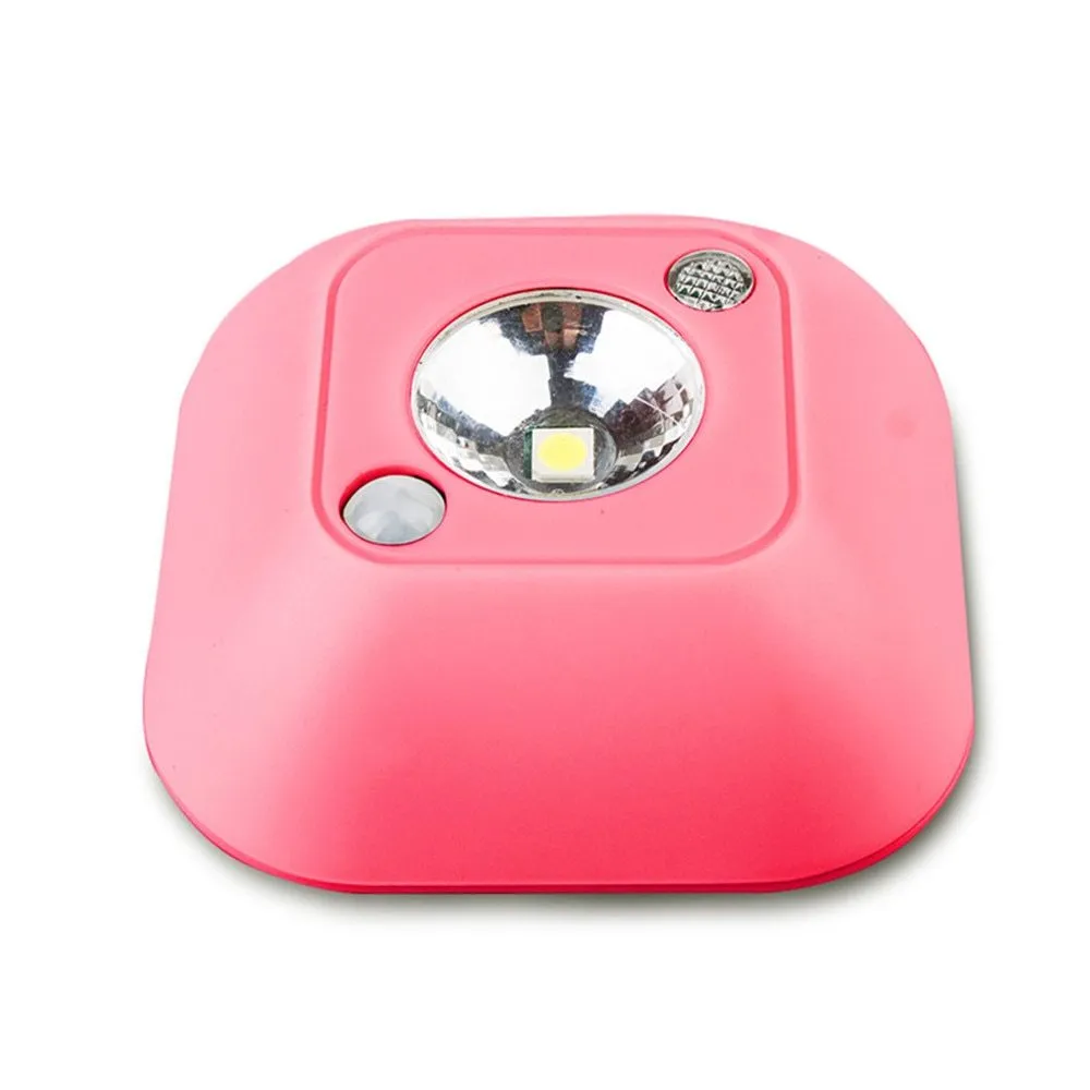 Mini infrared wireless motion sensor night light white LED ceiling battery lamp 7x7x2.4 cm