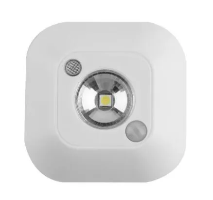 Mini infrared wireless motion sensor night light white LED ceiling battery lamp 7x7x2.4 cm