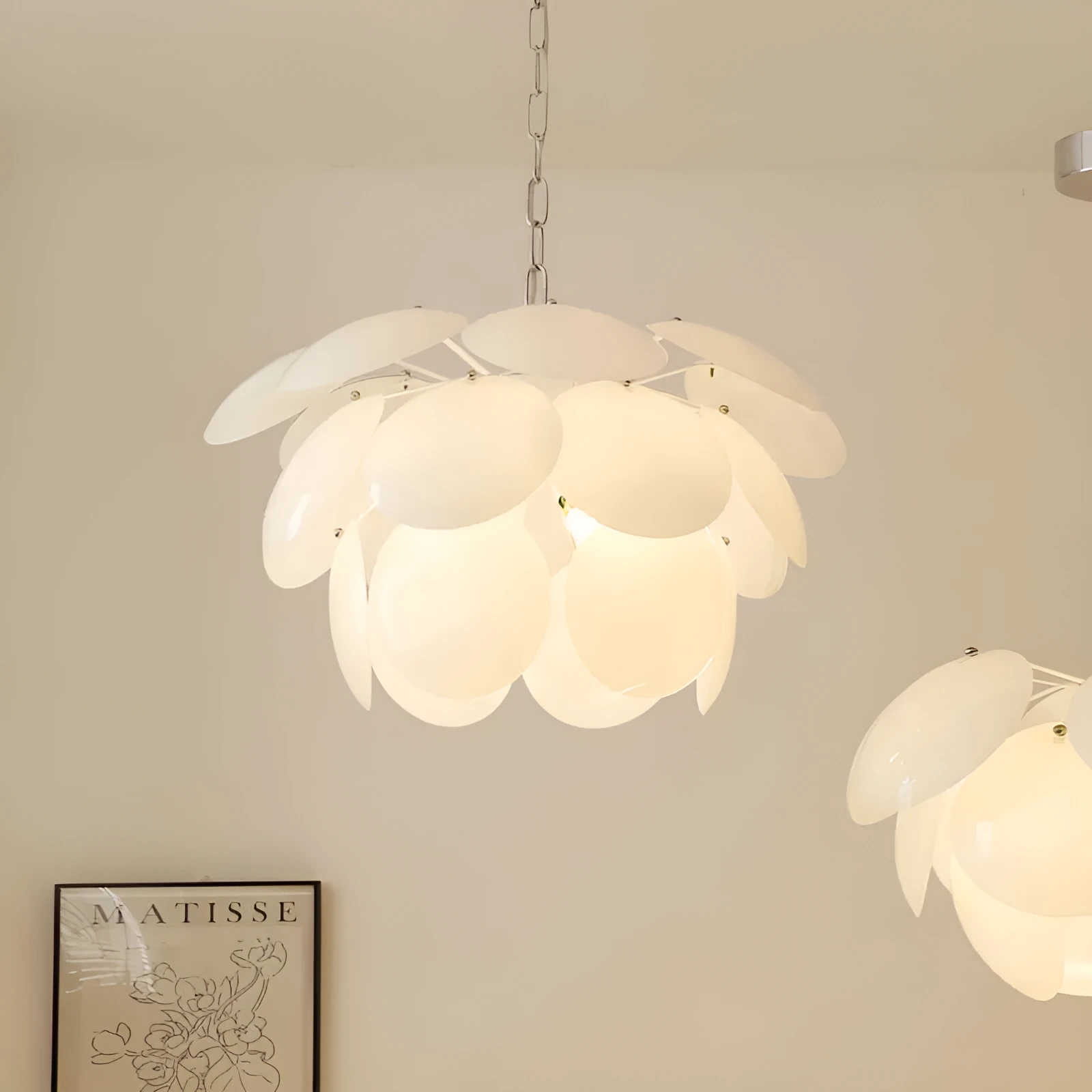 Modern French simplicity glass pine ceiling light, 45cm or 55cm diameter, 110V for living room and bedroom