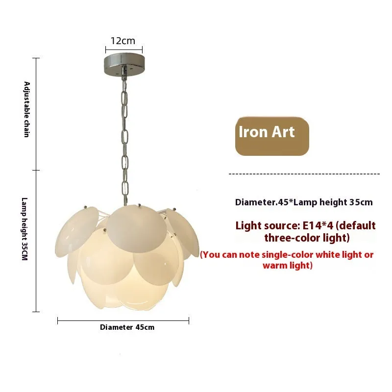 Modern French simplicity glass pine ceiling light, 45cm or 55cm diameter, 110V for living room and bedroom